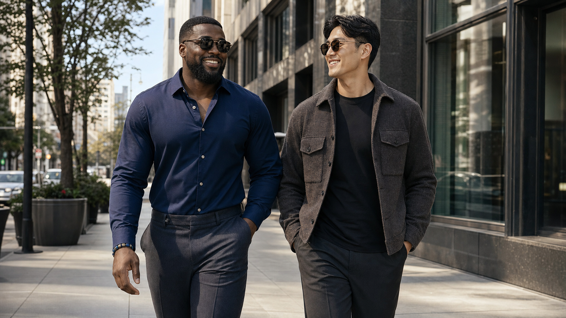 Big & Tall Men's Fashion Guide header showing diverse stylish men in modern streetwear