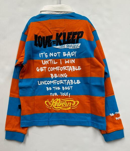 ZORA Kid's Long Sleeve Polo Shirt With Heavy Print Effects & Patch Works