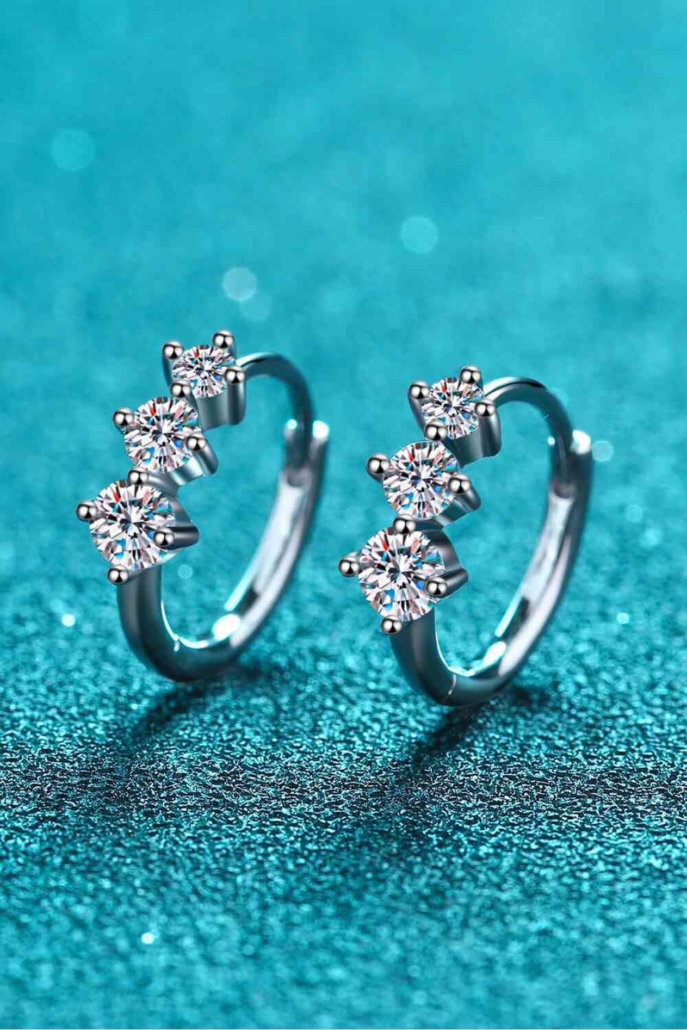 Sterling Silver Moissanite Huggie Earrings – Dazzling 0.72 Ct Sparkle See size chart under “more details”