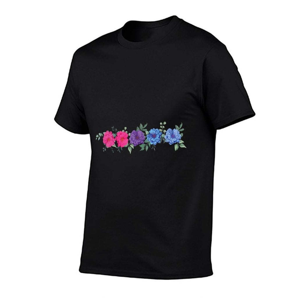 Floral Bisexual Pride, Boho LGBT, Cute LGBTQ Flowers  Trendy Pattern T-Shirt