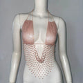 Women's Cutout Sling Sexy Fishnet Rhinestone Top