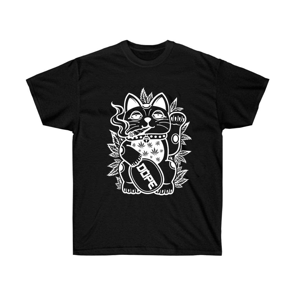 Lucky Cat Smoking Joint T-Shirt