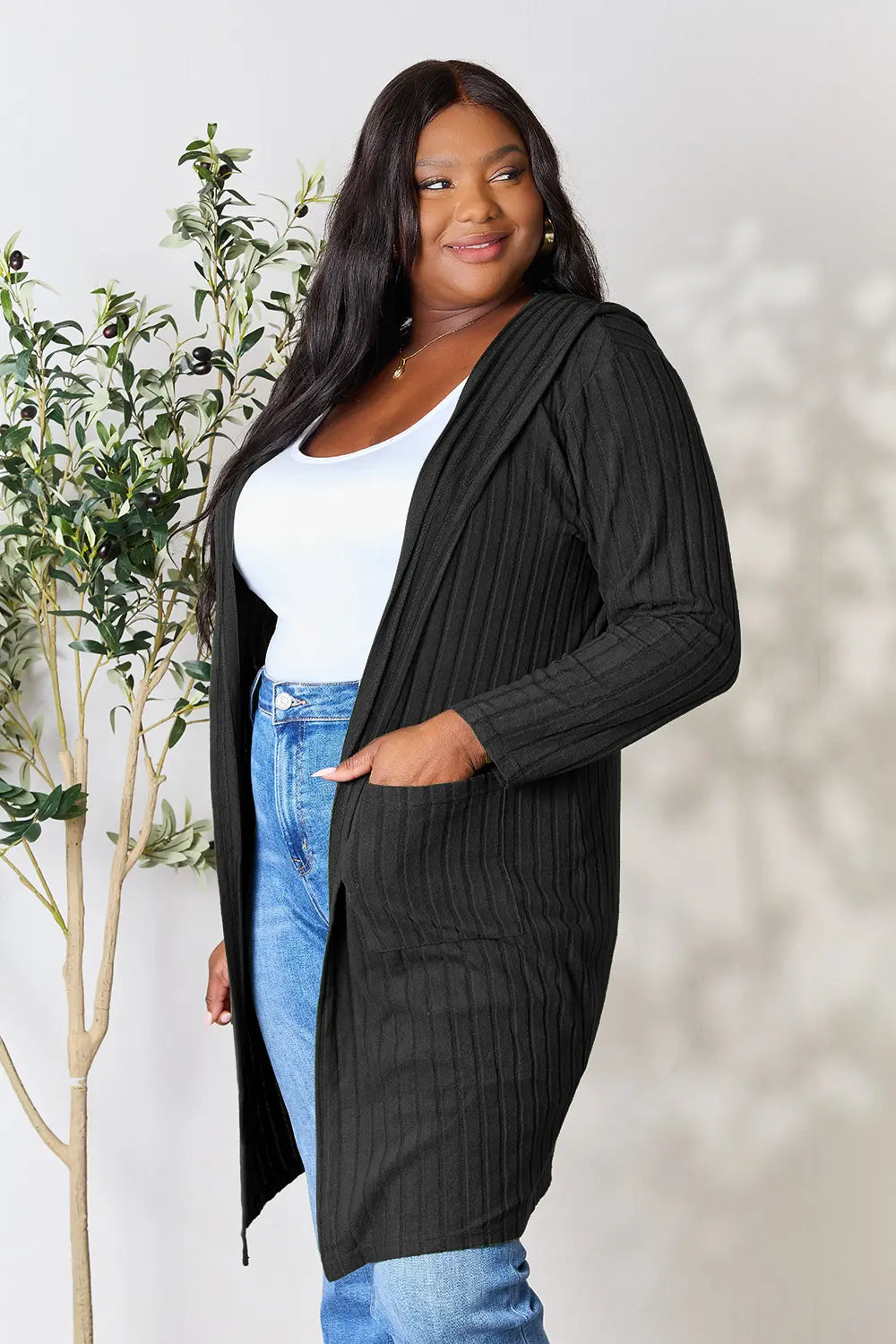 Basic Bae Full Size Hooded Cardigan