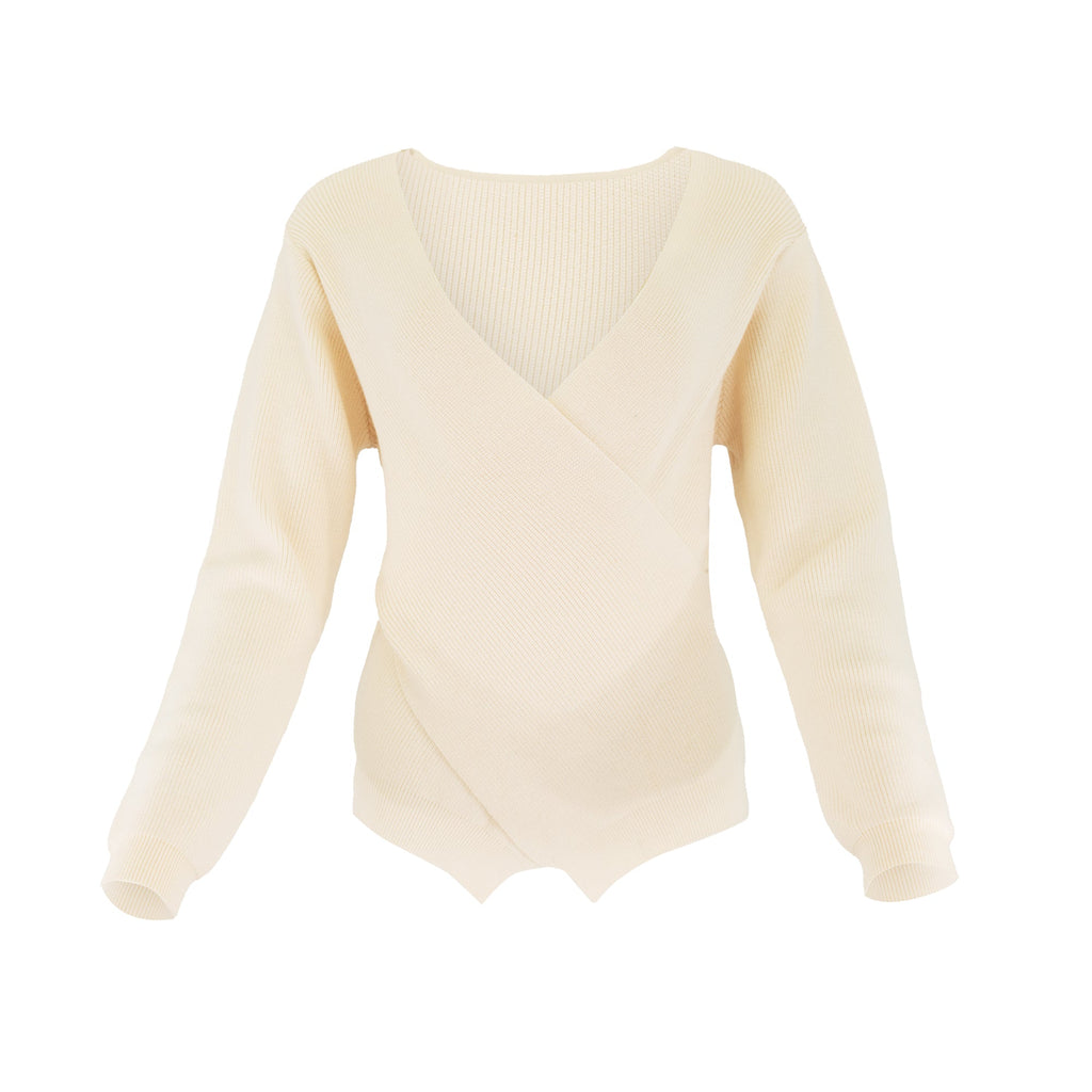 FAUX WRAP SWEATER