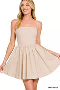 Zenana Knit Tube Top Flare Mini Dress