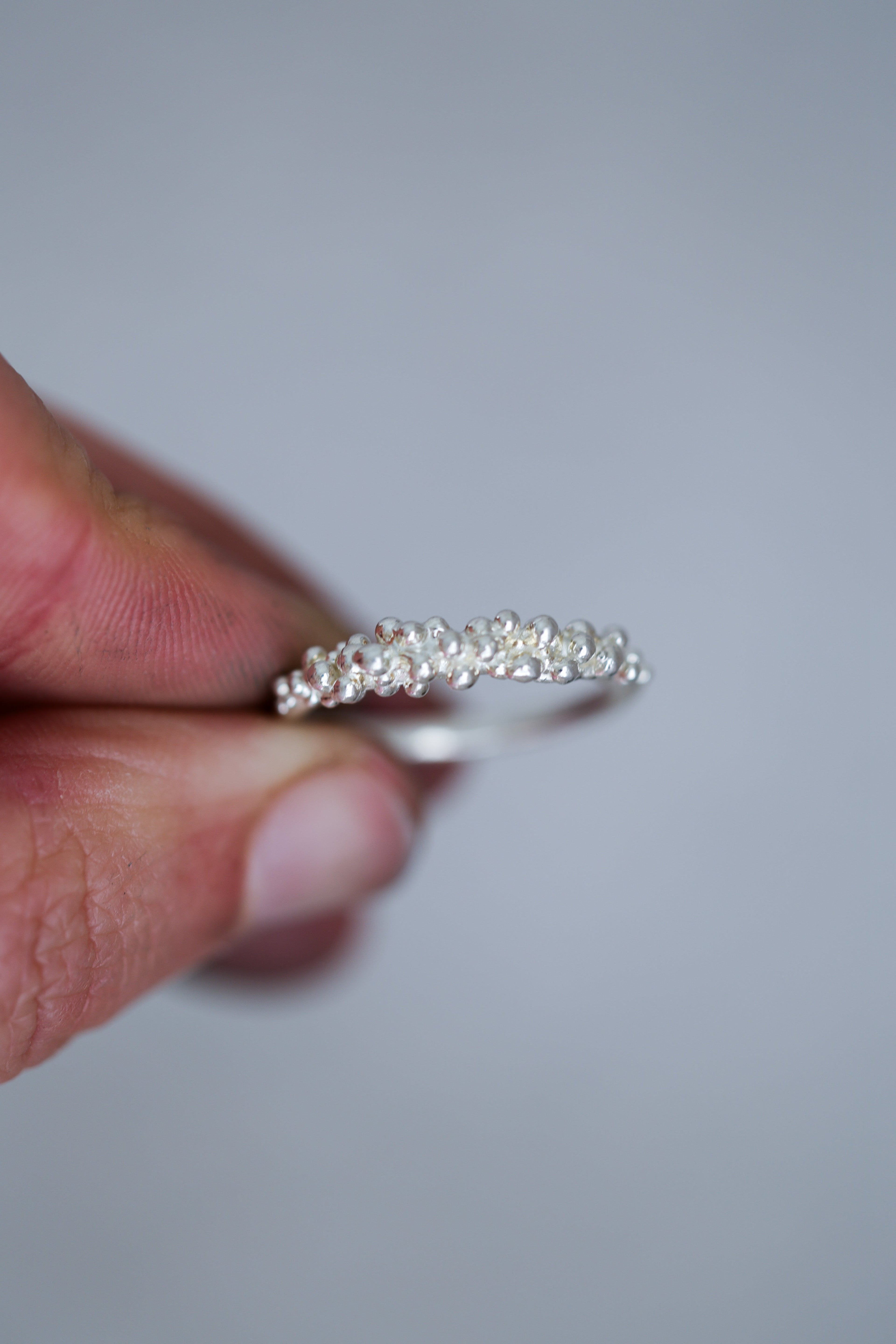 Bubbling ocean ring, size 6, recycled sterling silver.