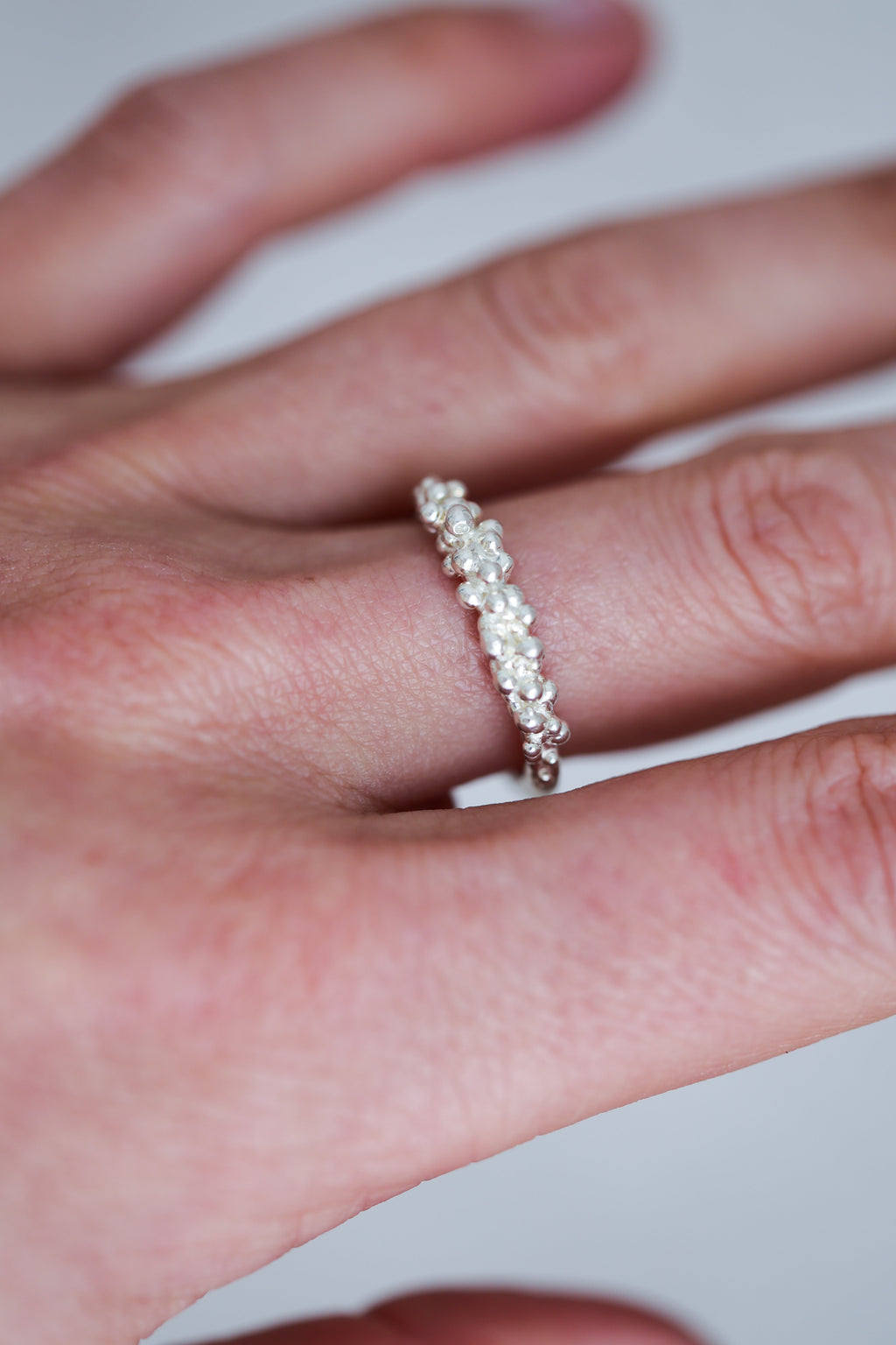 Bubbling ocean ring, size 6, recycled sterling silver.