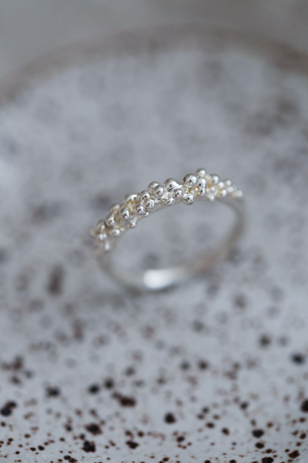 Bubbling ocean ring, size 6, recycled sterling silver.