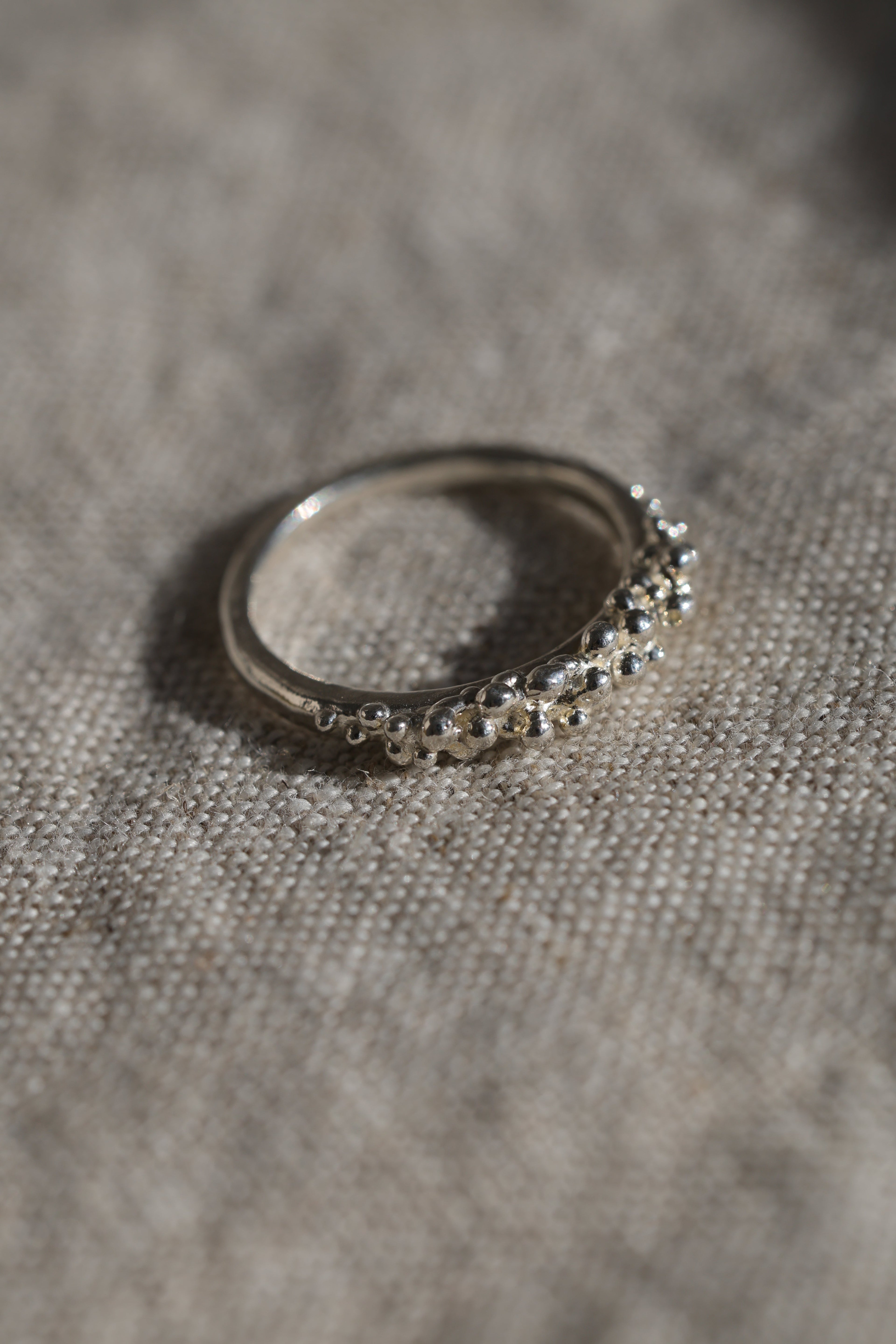 Bubbling ocean ring, size 6, recycled sterling silver.