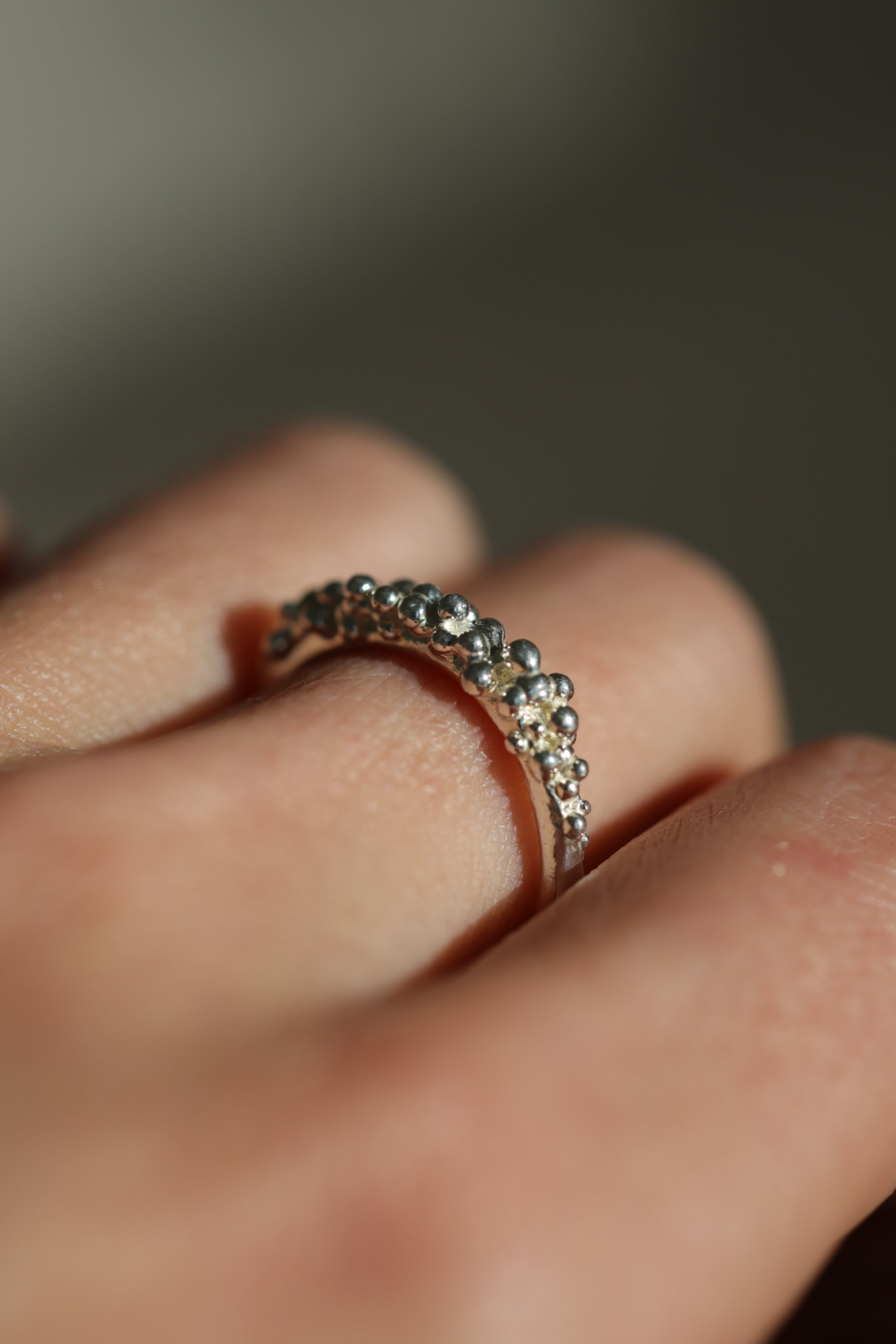 Bubbling ocean ring, size 6, recycled sterling silver.