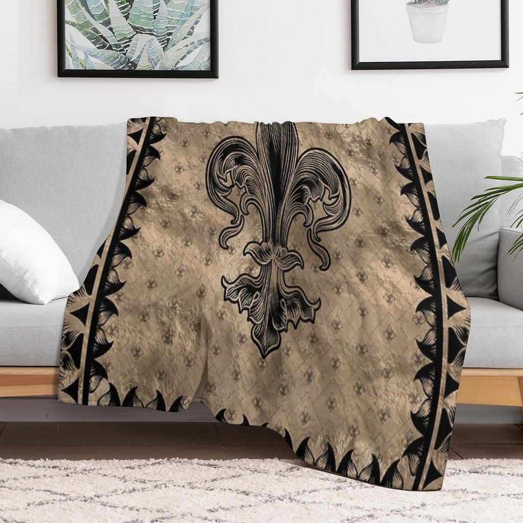 Fleur-de-lis - Black And Gold Throw Blanket