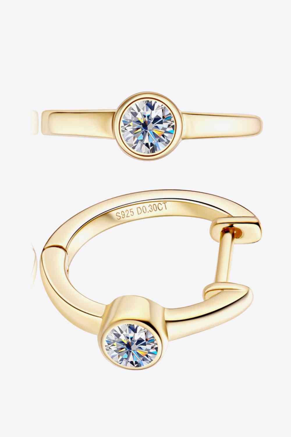 Elegant Jewel 18k Gold-Plated Inlaid Moissanite Huggie Earrings – Minimalist Design See size chart under “more details”