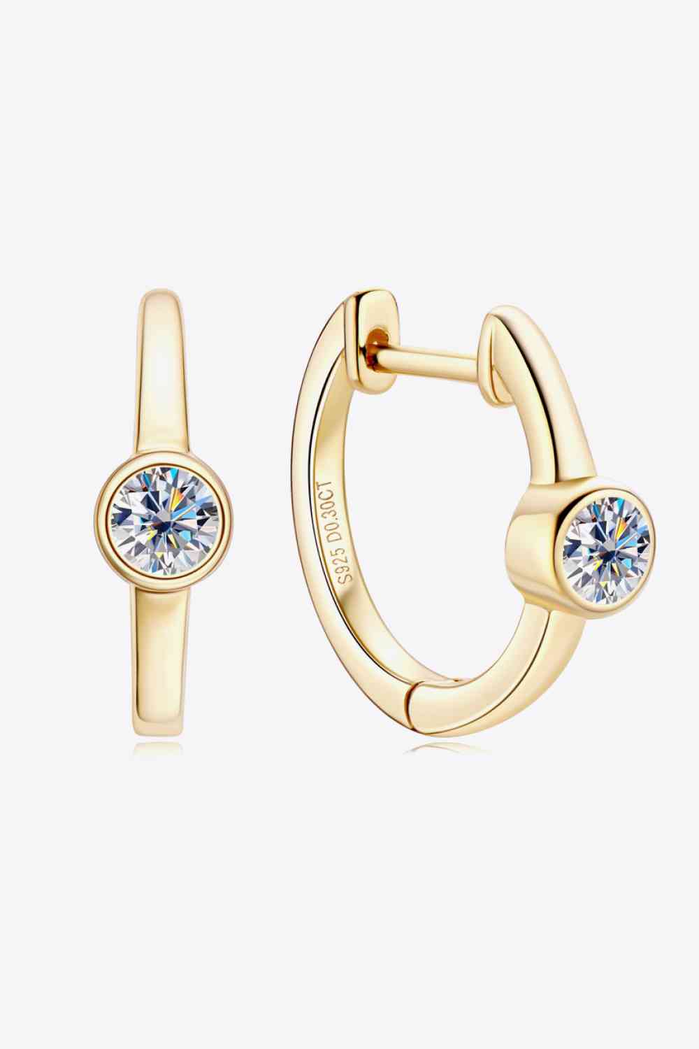 Elegant Jewel 18k Gold-Plated Inlaid Moissanite Huggie Earrings – Minimalist Design See size chart under “more details”