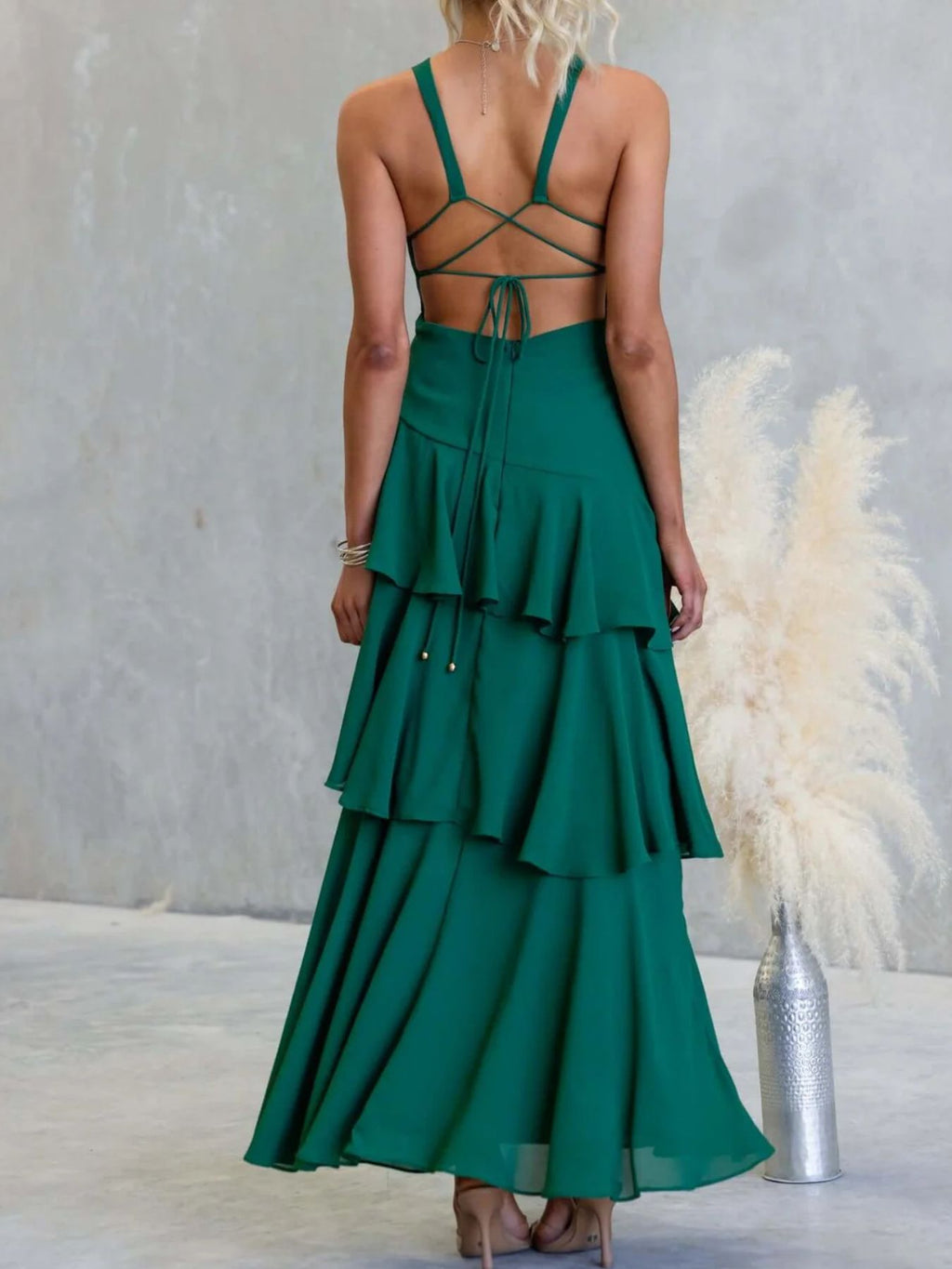 Yellow Sleeveless Ruffled Tiered Maxi Dress for Summer Events