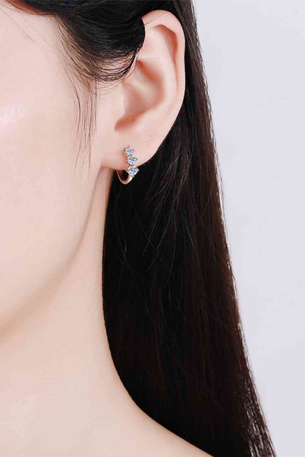 Sterling Silver Moissanite Huggie Earrings – Dazzling 0.72 Ct Sparkle See size chart under “more details”