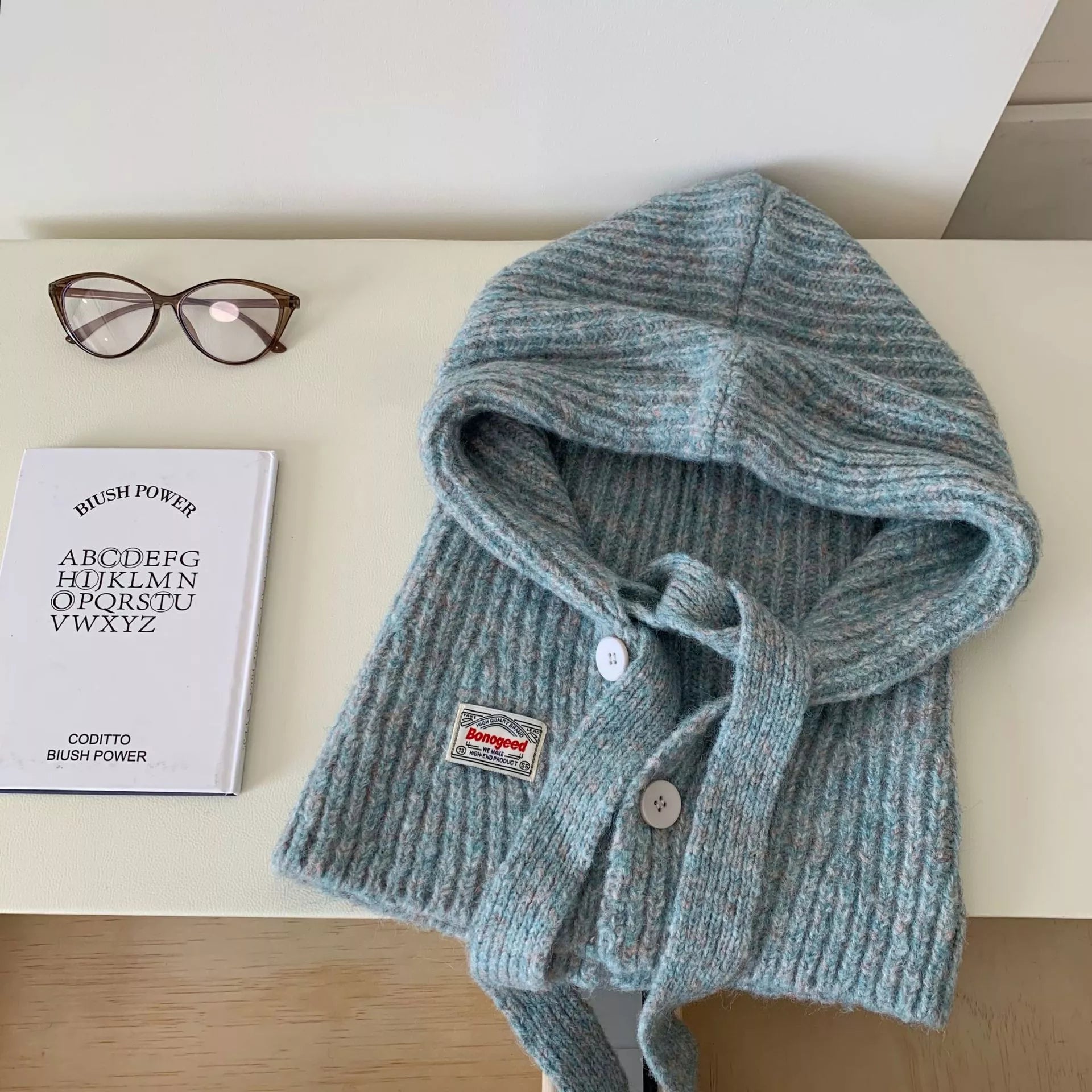 Wool Knitted Winter Scarf Hat - Unisex