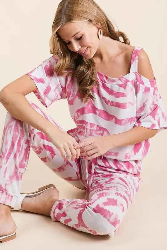 BiBi Zebra Print French Terry Stylish Two-Piece Set