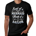 Womens Soul of A Mermaid Mouth of A Sailor Funny  Oversized Silhouette T-Shirt