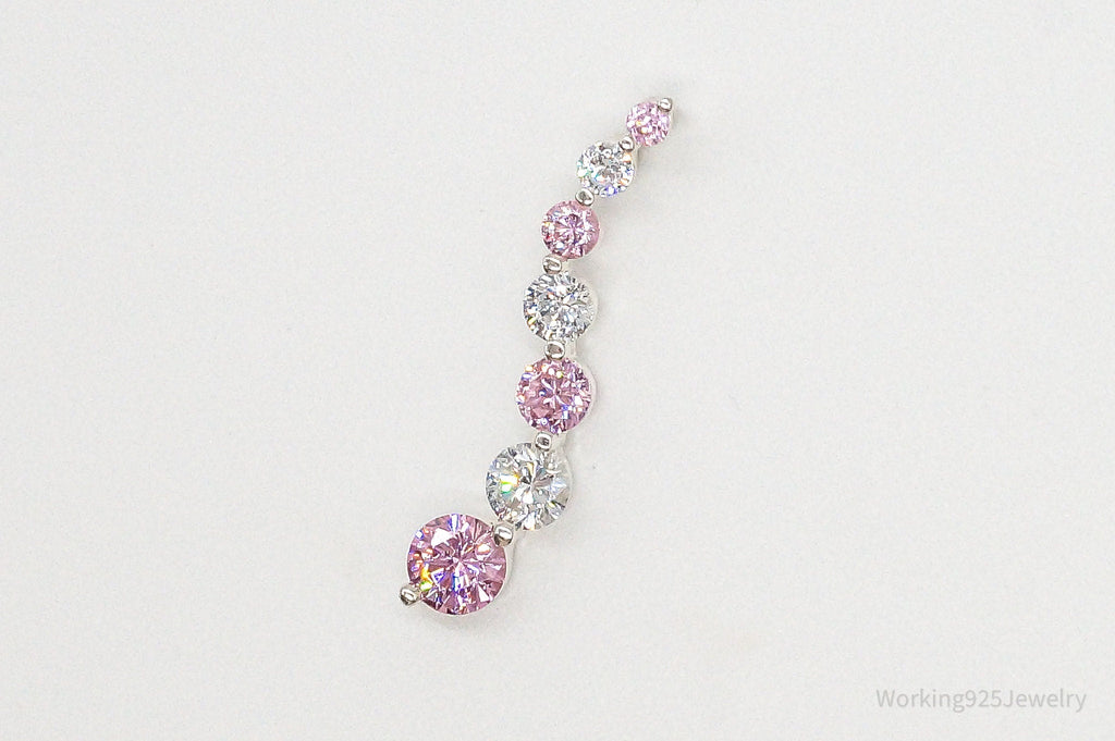 Vintage Pink & White Cubic Zirconia Sterling Silver Pendant