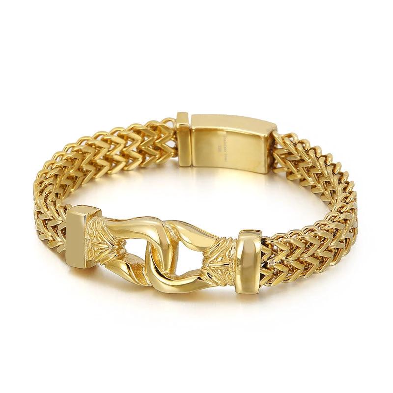 Men's Boxing Mesh Chain Link Gold Color Bracelet Stainless Steel