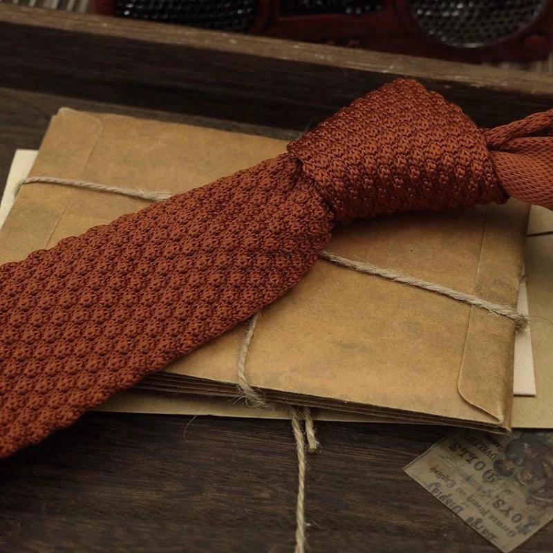 Narrow Woolen Knitted Tie For Men