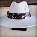 Wide Genuine Hair Hide Silver Metallic Hat Band Only 953z