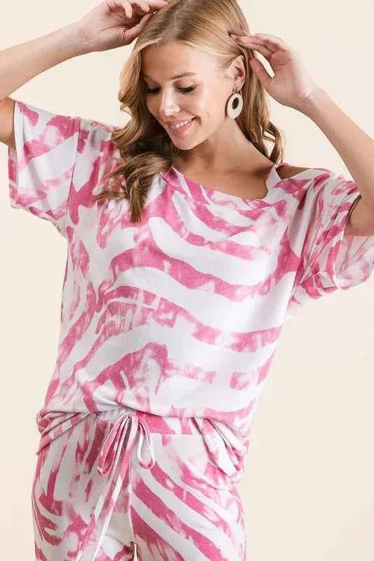 BiBi Zebra Print French Terry Stylish Two-Piece Set
