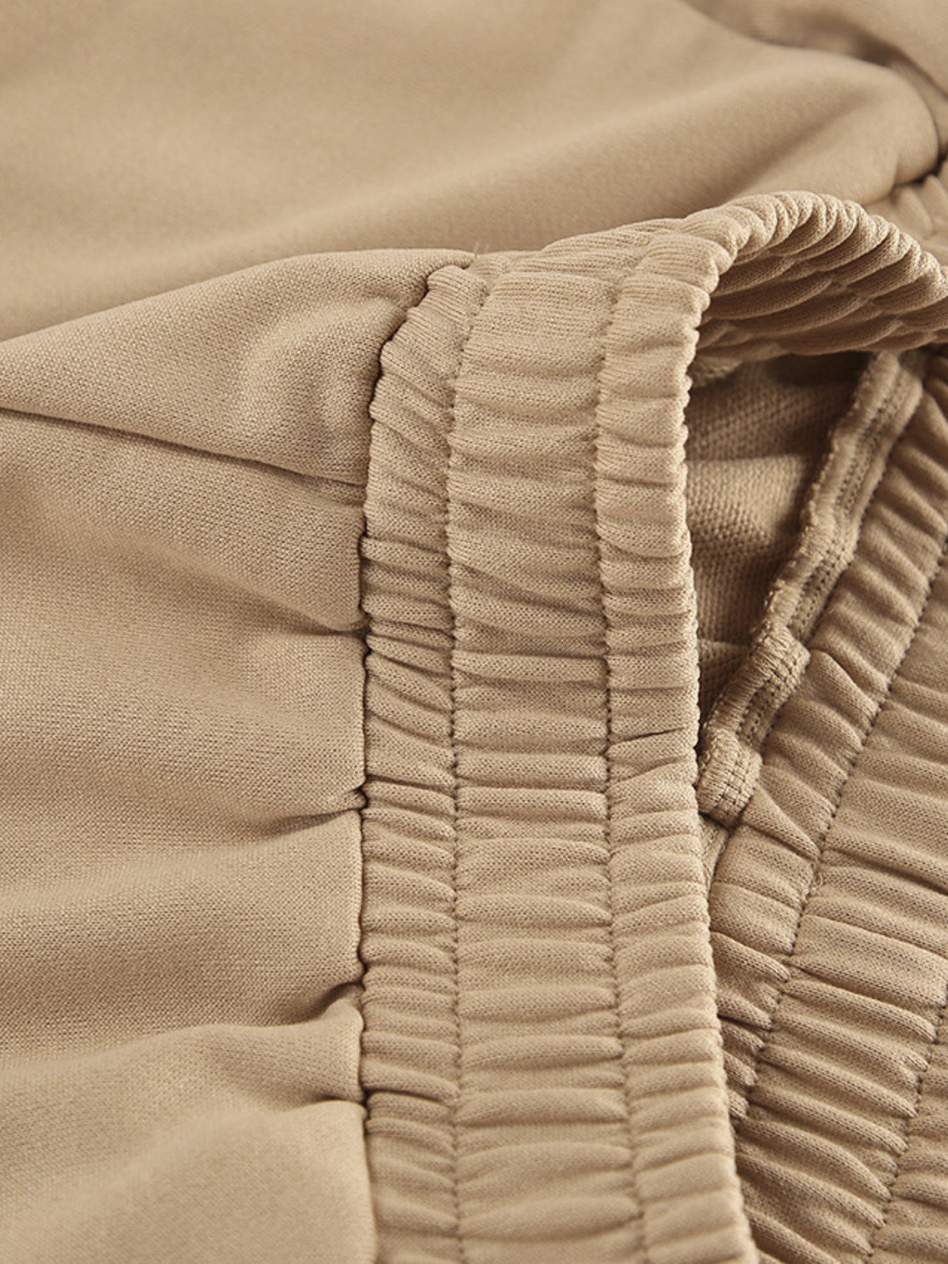 Women's Quarter Zip Long Sleeve Top & Wide Leg Pants Set Beige