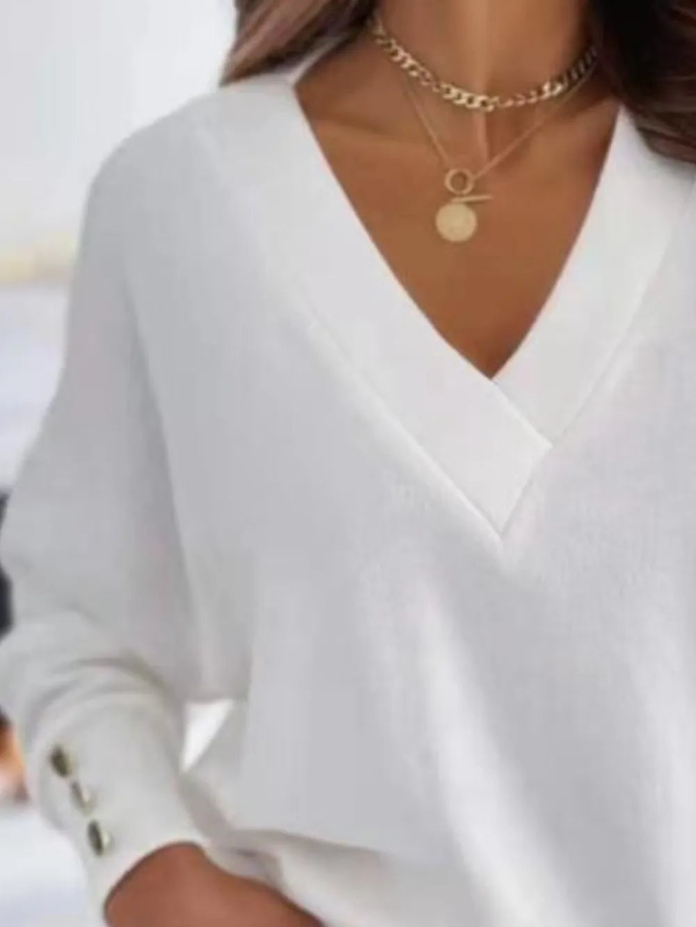 V-Neck Long Sleeve Women's Sweatshirt
