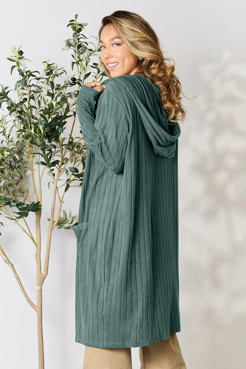 Basic Bae Full Size Hooded Cardigan