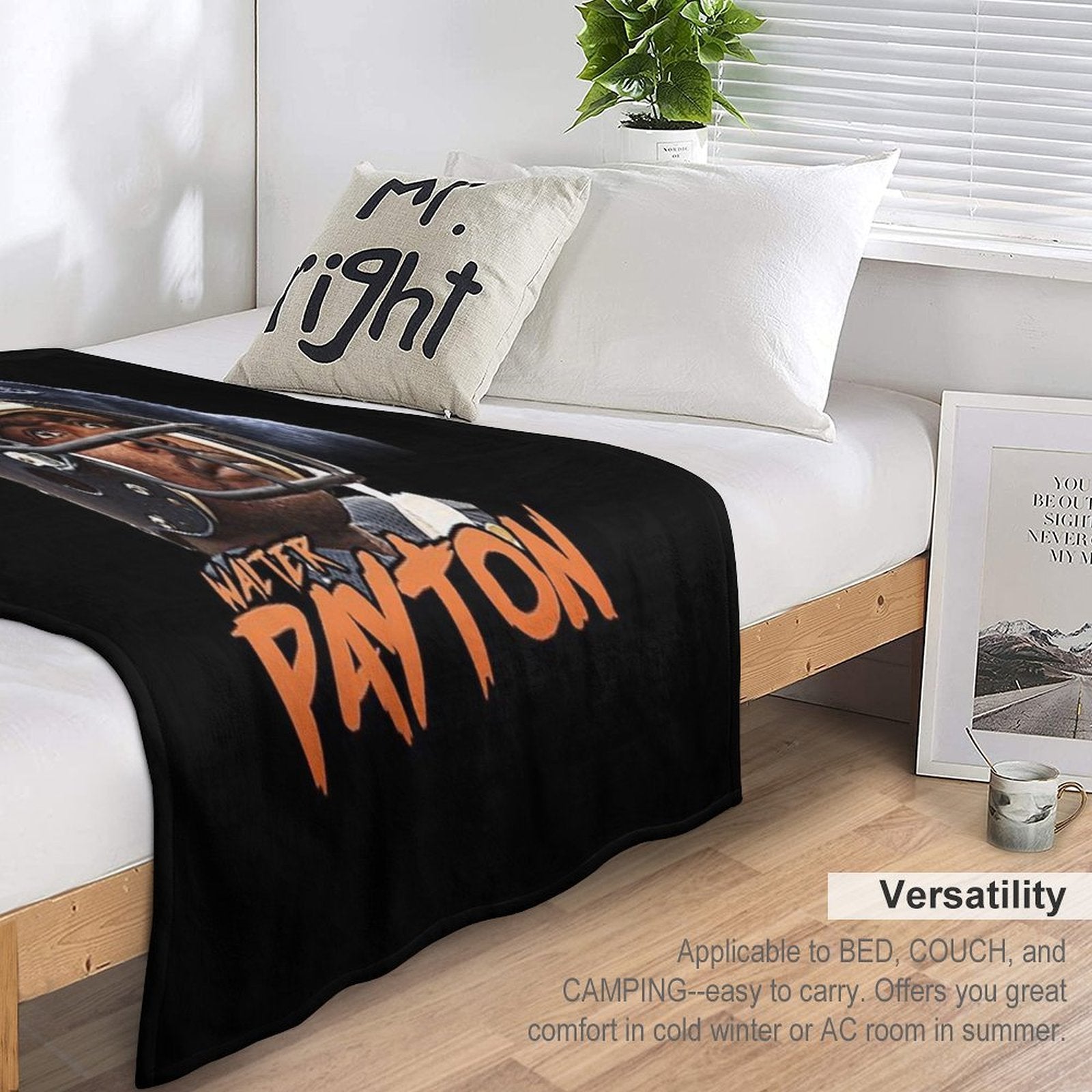 Walter Payton  Vintage Chicago Bears Fan Design T-Shirt Throw Blanket