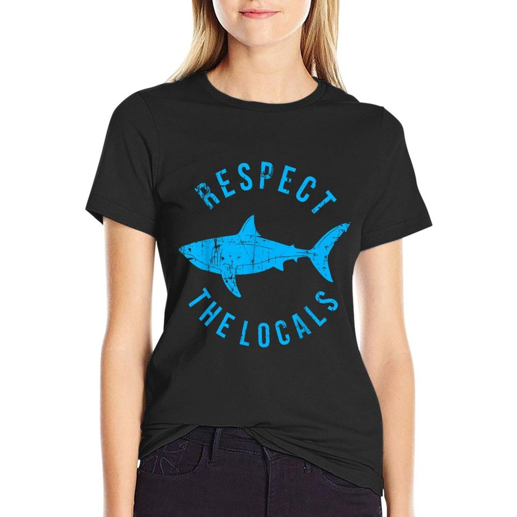 Respect The Locals Shark Ocean Animal Rights Biology Life  Slim-fit Cut T-Shirt