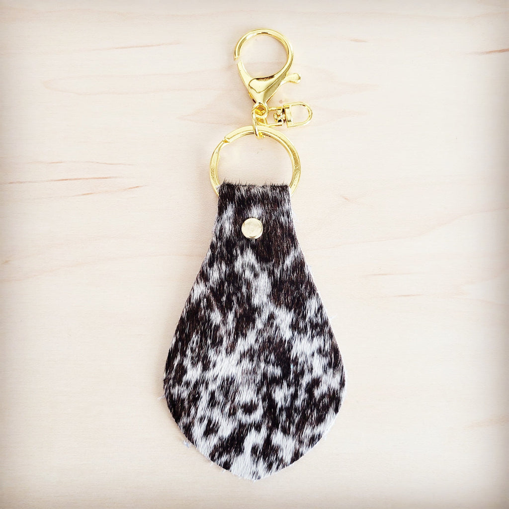 Leather Keychain-Brindle Cowhide 702m
