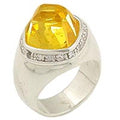 High-Polished 925 Sterling Silver Ring with AAA Grade CZ  in Citrine