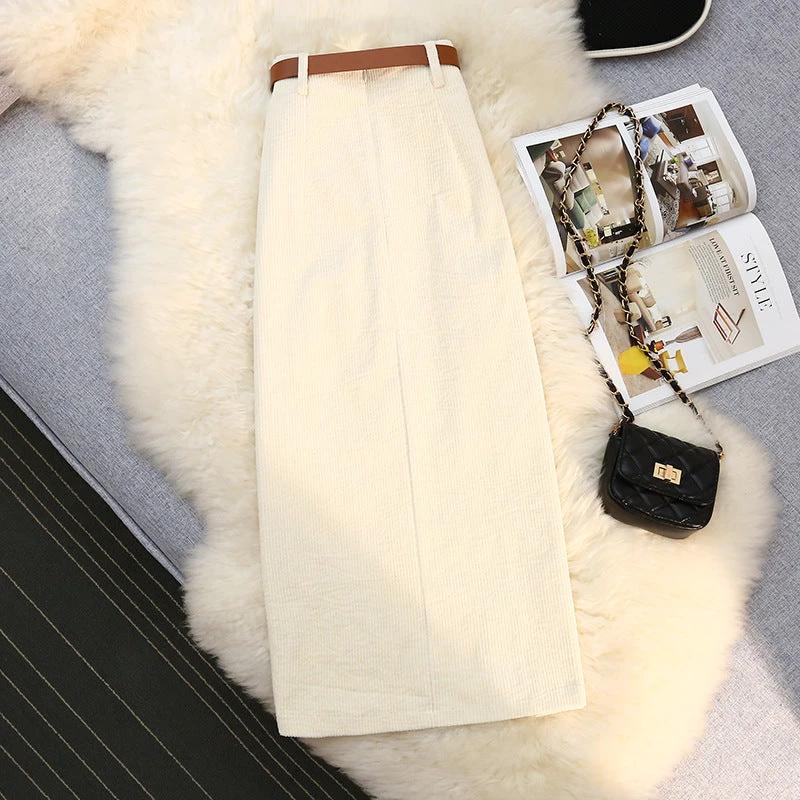 Women's Vintage Style High-Waisted Solid Color Maxi Dress With Belt Side Slit Casual Winter Dress