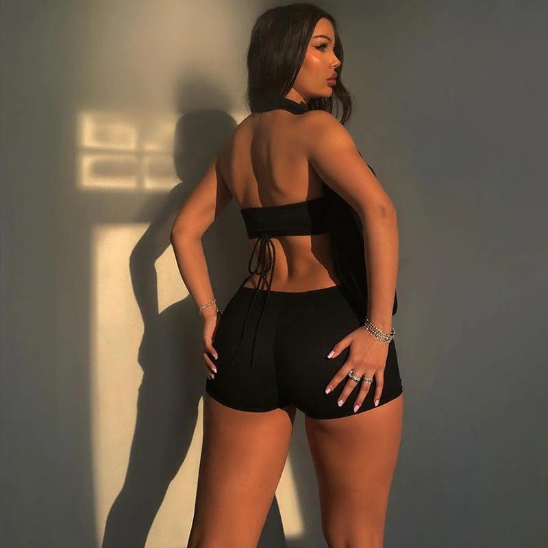 Halter Top Skinny Short Suit Women