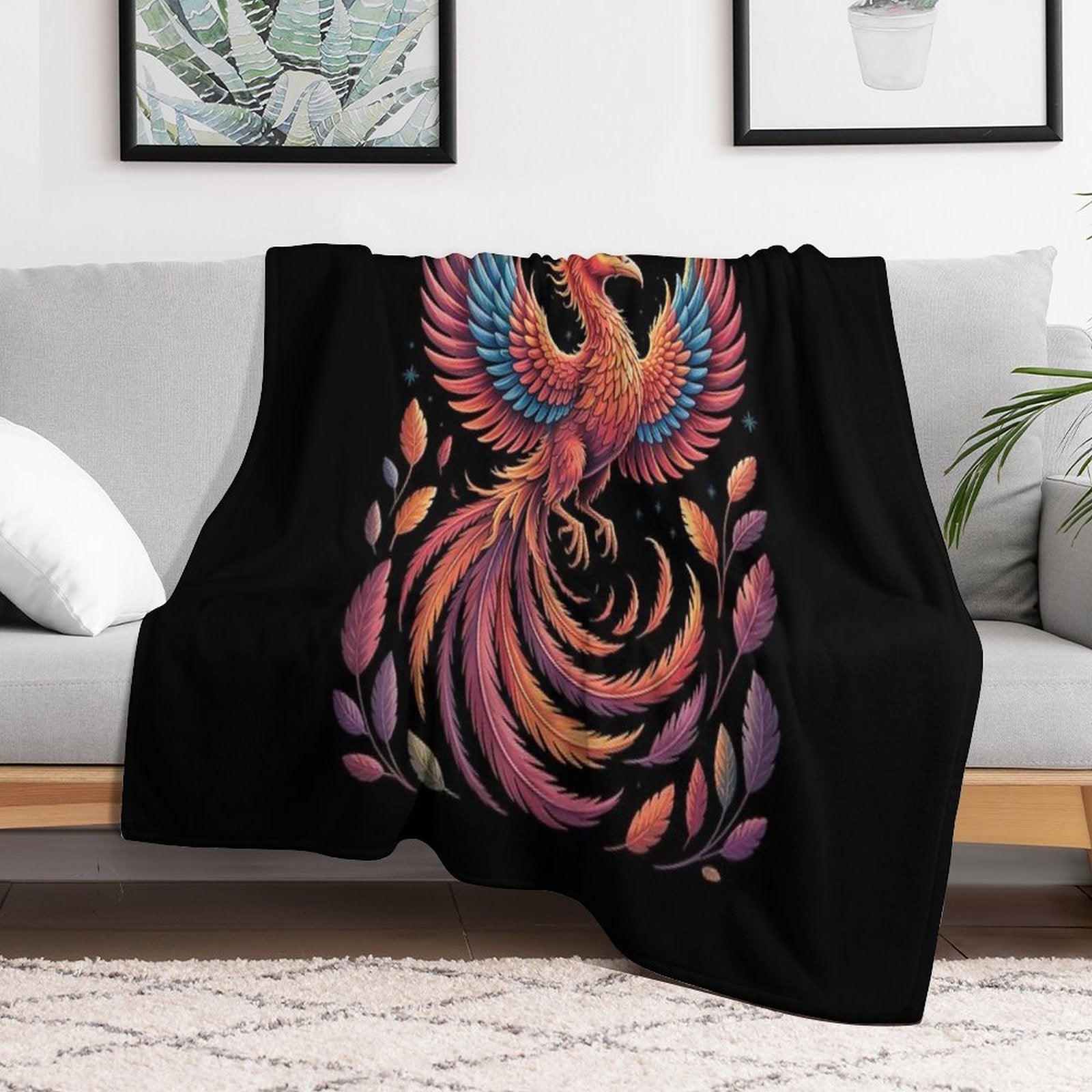 Fire Phoenix Bird Phoenix Reborn Firebird Phoenix Throw Blanket