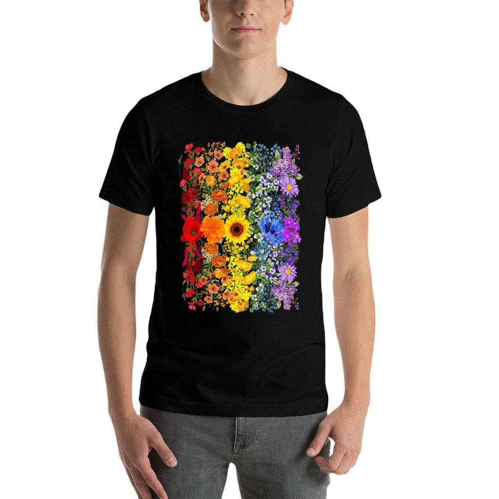 Rainbow Wildflowers Field Flowers LGBTQ Month Pride Month  Stretchy T-Shirt