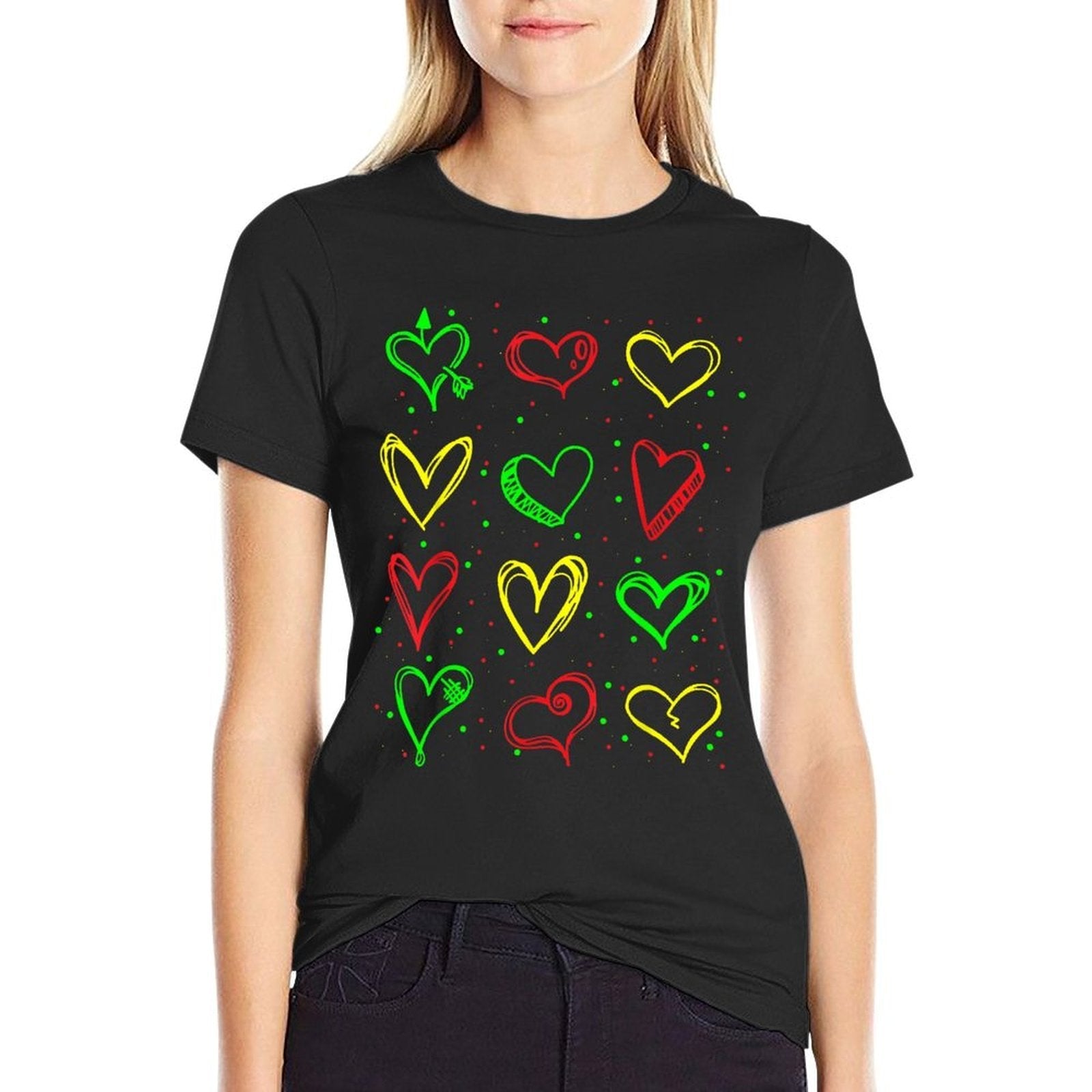 Heart Pattern Juneteenth Black History African American  Heathered Texture T-Shirt
