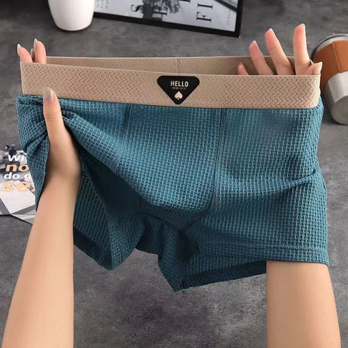 4Pcs Men'S Boxer Shorts Ice Silk Underwear Underpants Cool Breathable Sexy Slim Panties Mesh Lingerie