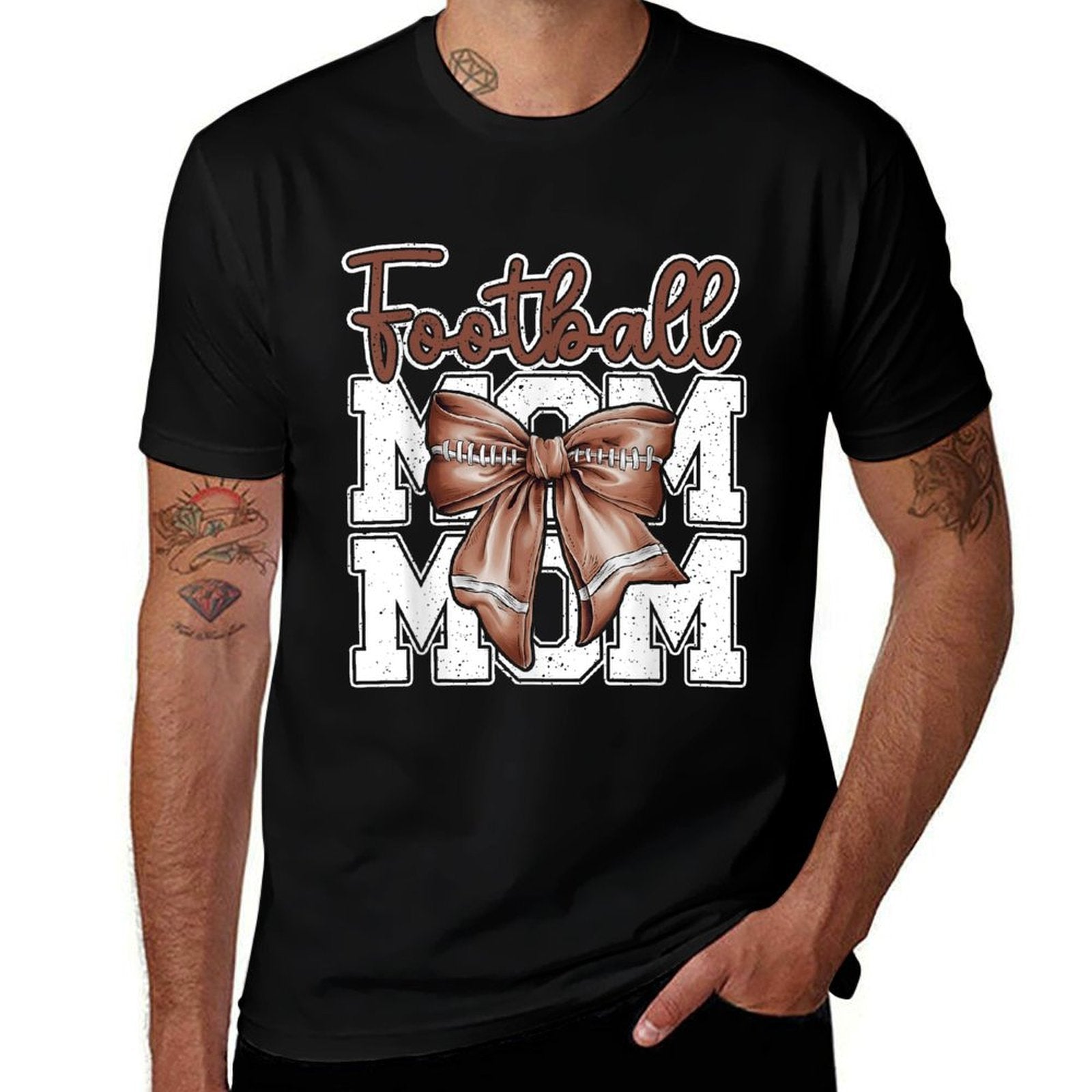Football Mom Coquette Bow Sport Mama Mothers Day Game  Stretchy T-Shirt