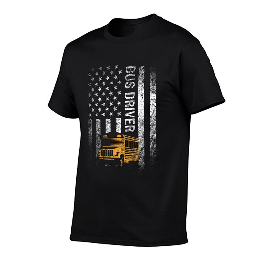School Bus Driver Usa American Funny Bus Driver Gift  Cotton T-Shirt
