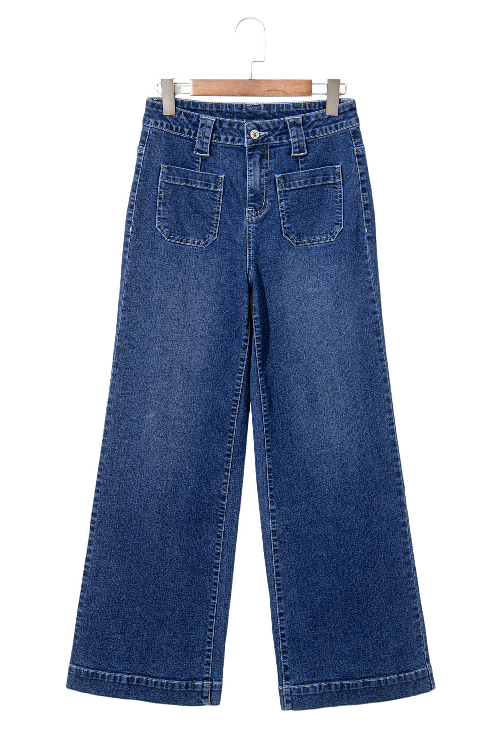 Sail Blue High Waist Wide Leg Jeans with Pockets