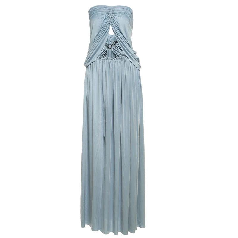 Sexy Vacation Style Tube Top Cropped Tank Top Loose Skirt Suit