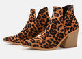 Leopard Print Short Boots for Women Spring Autumn High Heel Martin Boots Chunky Heel Pointed Ankle Boots Women