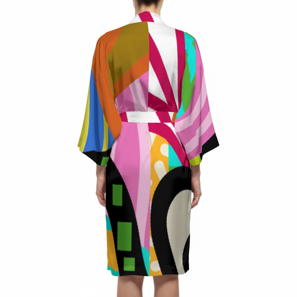 ABEILLE CREATIONS- Lenani Design- Women’s Satin-Feel Kimono Robe (Short)