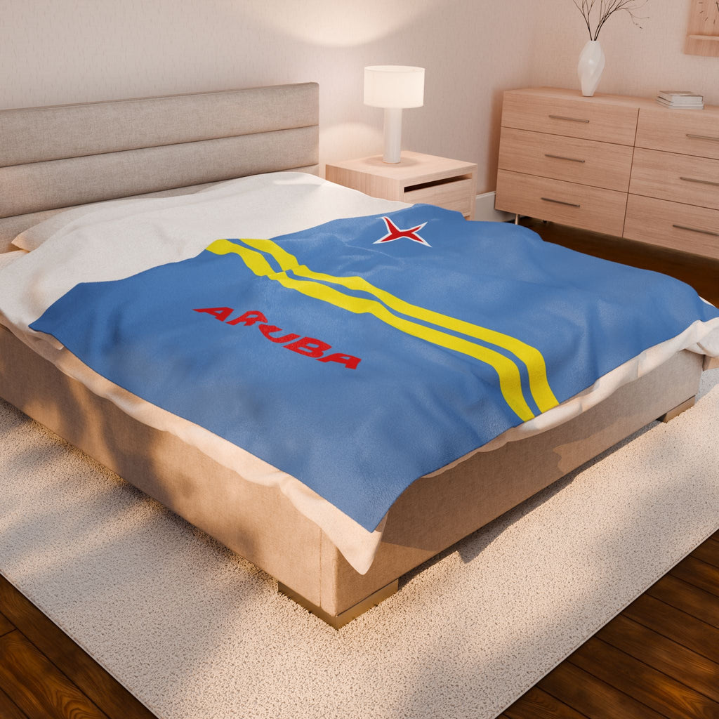 Aruba Flag Velveteen Plush Blanket