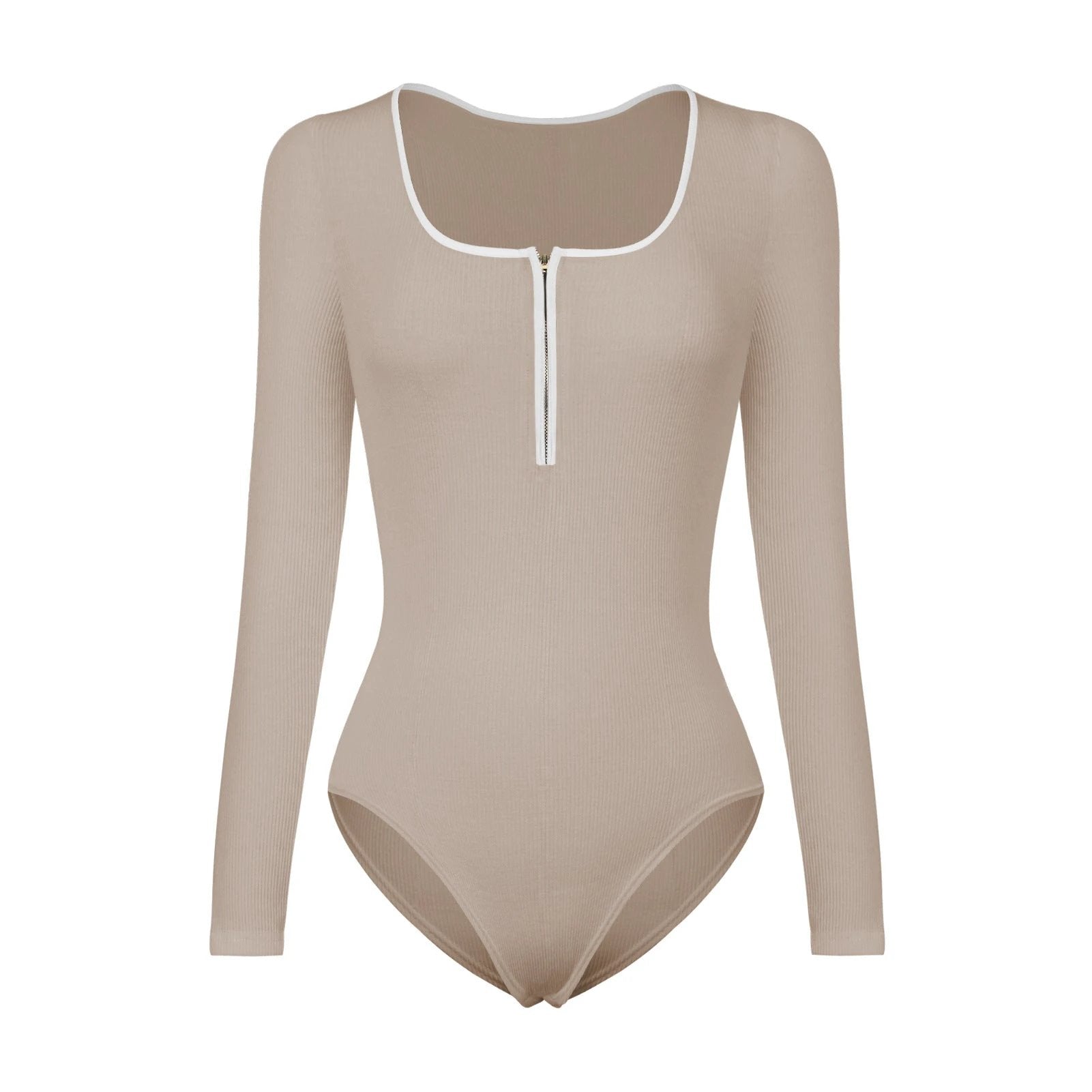 Tight Long Sleeve Jumpsuit Fashion Square Neck Zipper Thread Innner Corset Body Shaper Clothing For Dress Slim Sports Yoga Fitness body suit