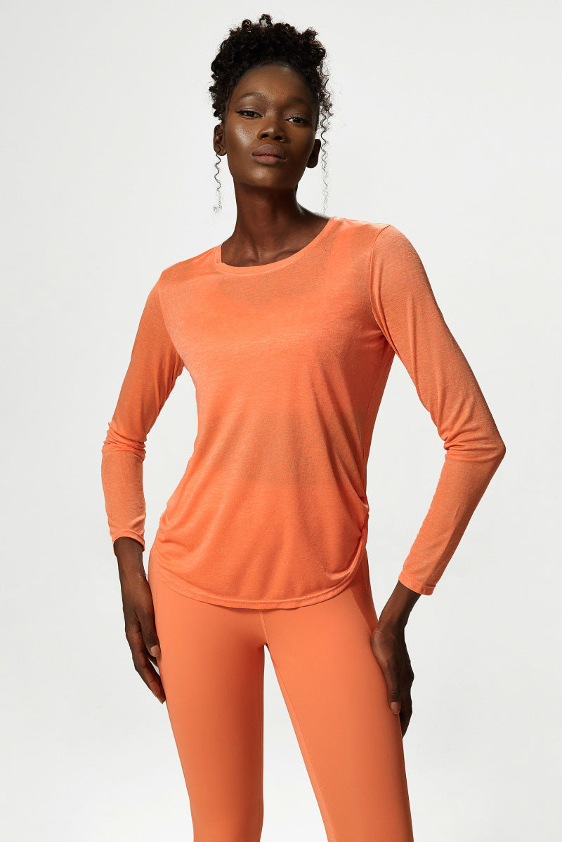 Yoga Clothing Top Loose Long Sleeved Sports Top Women Quick Drying Fitness T shirt Sports Blouse