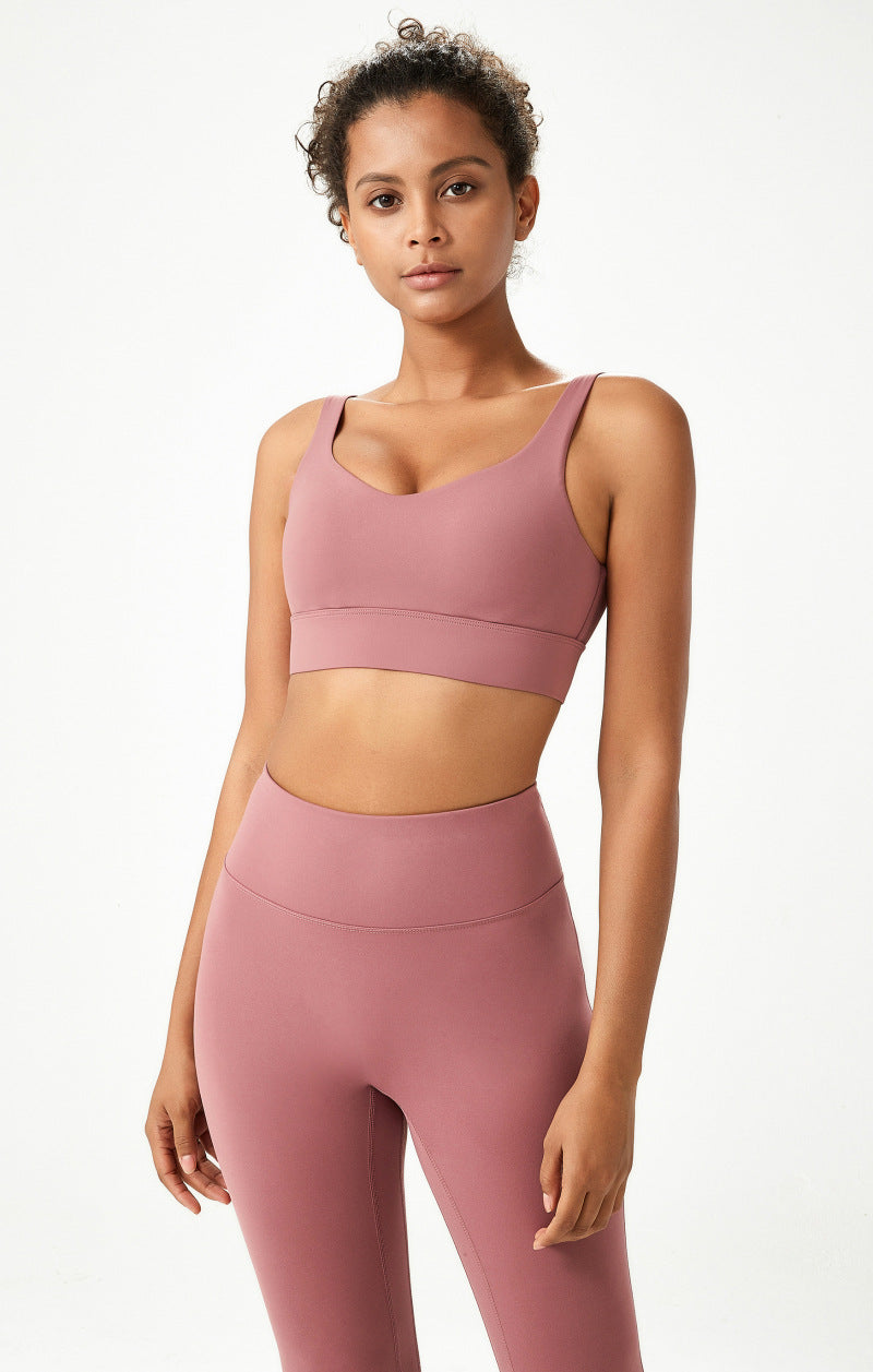Sports Bra Women Buckle Yoga Bra Fixed Cup Sports Bra Fitness Vest
